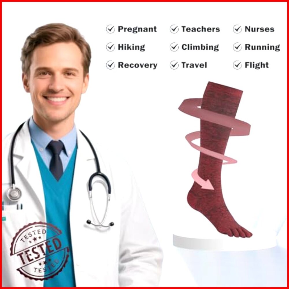 Knee High Compression Socks Coolmax Moisture Wick… - image 6